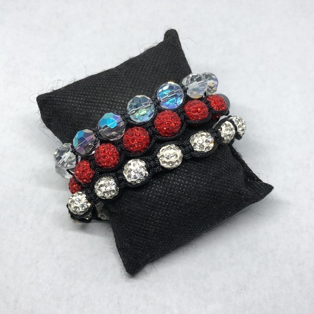 BUNDLE lot 3 shamballa bracelets festival boho style stackable layering.